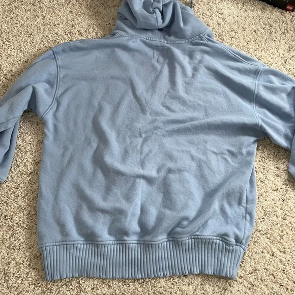 Aerie Soft Blue Knit Hoodie V-Neck Oversized - Picture 8 of 11